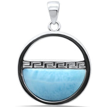 Load image into Gallery viewer, Sterling Silver Natural Larimar Greek Design Pendant