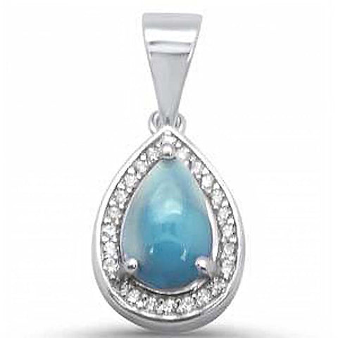 Sterling Silver Pear Natural Larimar Pendant
