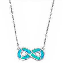 Load image into Gallery viewer, Sterling Silver Blue Opal Infinity Pendant With 16  Chain