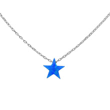 Load image into Gallery viewer, Sterling Silver Blue Opal Star Silver Pendant NecklaceAndLength Chain 17 Inches plus 2 Inches ExtensionAndWidth 9mm