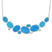 Load image into Gallery viewer, Sterling Silver Blue Opal And Cubic Zirconia Pendant Necklace