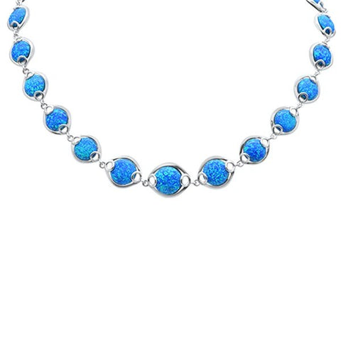 Sterling Silver Blue Opal Necklace