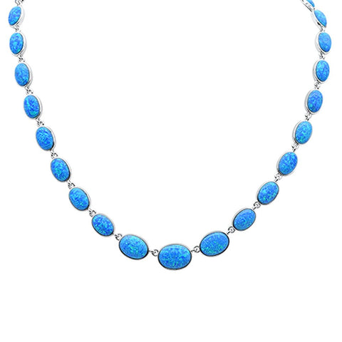 Sterling Silver Blue Opal Necklace