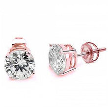 Load image into Gallery viewer, Sterling Silver Casting Round Rose Gold Plated Screw Back Stud Earring