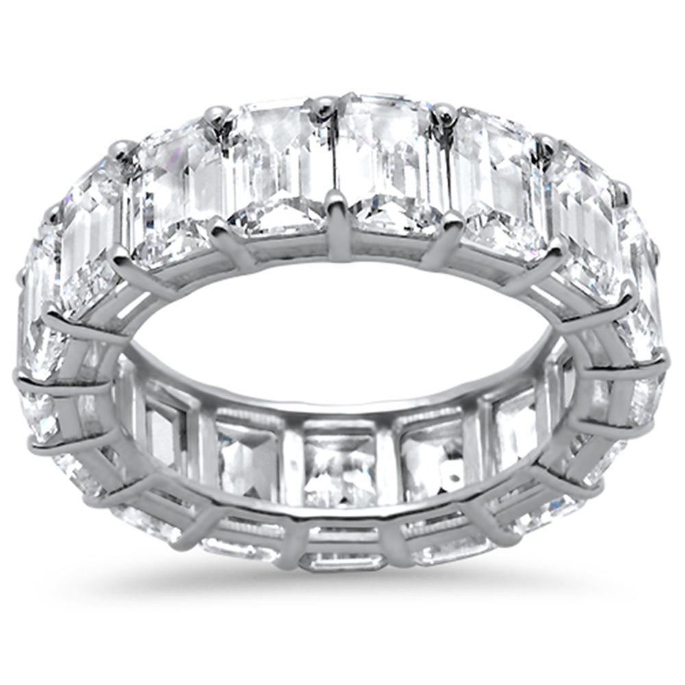 Sterling Silver Emerald Cut Cubic Zirconia Eternity Band Ring Sizes - silverdepot