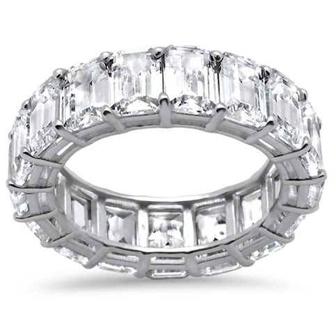 Sterling Silver Emerald Cut Cubic Zirconia Eternity Band Ring Sizes