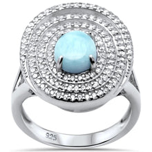 Load image into Gallery viewer, Sterling Silver Natural Oval Larimar And CZ Ring