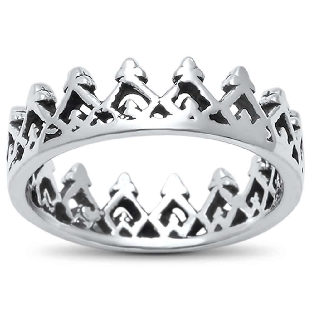 Sterling Silver Trendy Celtic Plain Crown .925 RingAnd Width 5mm