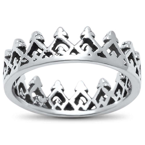 Sterling Silver Trendy Celtic Plain Crown .925 RingAnd Width 5mm
