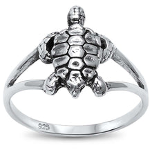 Load image into Gallery viewer, Sterling Silver Cute Plain Turtle .925 RingAnd Width 14mm