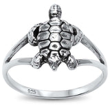 Sterling Silver Cute Plain Turtle .925 RingAnd Width 14mm