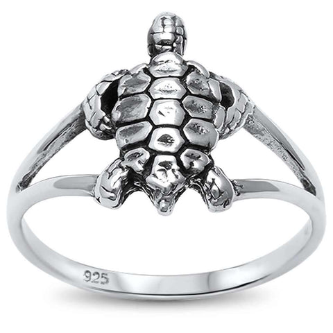 Sterling Silver Cute Plain Turtle .925 RingAnd Width 14mm