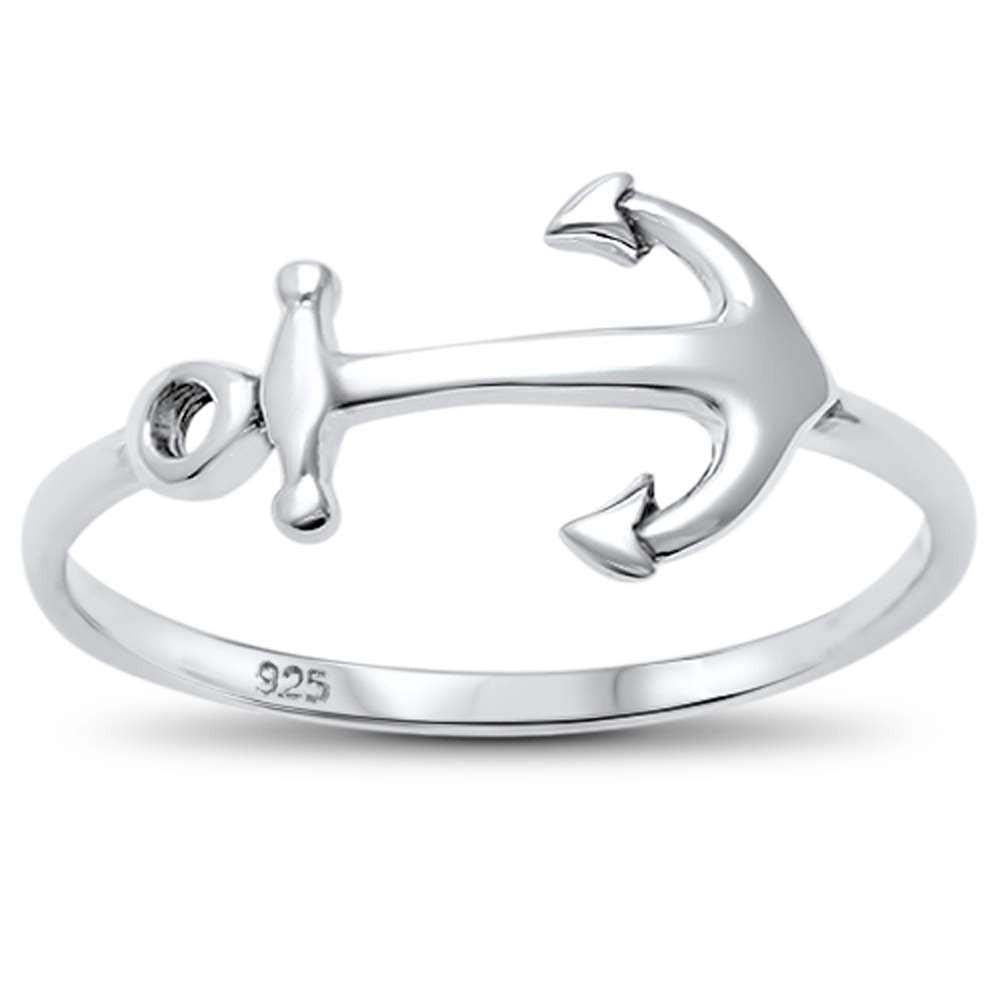 Sterling Silver Plain Anchor RingAndWidth 8mm