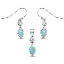 Load image into Gallery viewer, Sterling Silver Natural Larimar and Pearl Pendant Necklace 16-18 inch Extension
