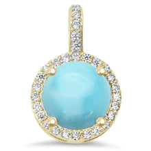 Load image into Gallery viewer, Sterling Silver Yellow Gold Plated Natural Larimar Halo Style Pendant