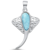 Sterling Silver Natural Larimar Stingray Design Pendant