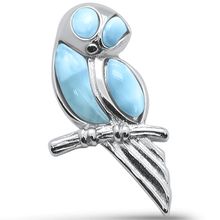 Load image into Gallery viewer, Sterling Silver Natural Larimar Owl Design Pendant