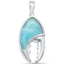 Load image into Gallery viewer, Sterling Silver Natural Larimar Lobster Crab Claw Charm Pendant