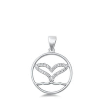 Load image into Gallery viewer, Sterling Silver CZ Whale Tail Pendant