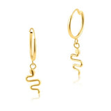 OroTrue 14K Yellow Gold Huggie Hanging Snake Earrings