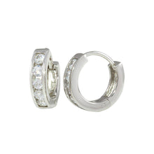 Load image into Gallery viewer, Sterling Silver Rhodium Plated 10mm Hoop Huggie Earrings