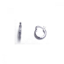 Load image into Gallery viewer, Sterling Silver Rhodium Plated Channel Clear CZ Huggie Earrings