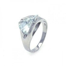 Load image into Gallery viewer, Sterling Silver Rhodium Plated Clear Sideways CZ Ring