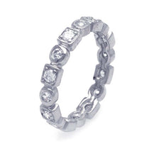 Load image into Gallery viewer, Sterling Silver Rhodium Plated Clear Square Round CZ Stackable Eternity RingAnd Width 2mmAnd Thickness 2mmx2mmAnd Dimensions 9mm