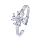 Sterling Silver Nickel Free Rhodium Plated Cross Clover Shaped Ring With CZ Stones