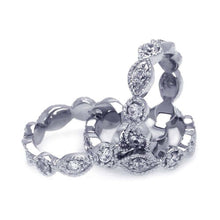 Load image into Gallery viewer, Sterling Silver Nickel Free Rhodium Plated Clear Round Marquise CZ Stackable Eternity Ring SetAnd Width 2mmAnd Dimensions 4mm
