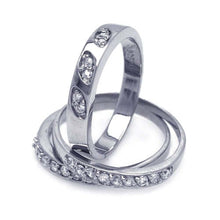 Load image into Gallery viewer, Sterling Silver Rhodium Plated Clear Pave CZ Ring Set