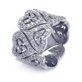 Sterling Silver Rhodium Plated CZ Heart Wrap Eternity Ring