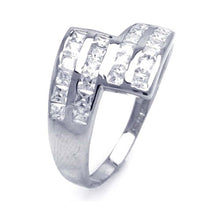 Load image into Gallery viewer, Sterling Silver Rhodium Plated Clear Square CZ Ribbon Ring