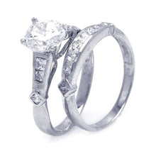 Load image into Gallery viewer, Sterling Silver Rhodium Plated Clear CZ Bridal Wedding Ring Set
