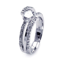 Load image into Gallery viewer, Sterling Silver Rhodium Plated Clear Round Center CZ Interwining Ring