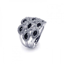 Load image into Gallery viewer, Sterling Silver Nickel Free Rhodium Plated Clear And Black Marquise CZ Cigar Band RingAnd Width 1mmAnd Thickness 4mmx2mm