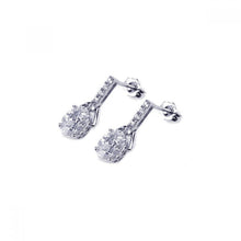 Load image into Gallery viewer, Sterling Silver Classy Micro Paved Bar with Oval Cut Clear Cz Dangle Stud Earring