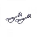 Sterling Silver Classy Micro Paved Open Teardrop Shaped Design Dangle Stud Earring
