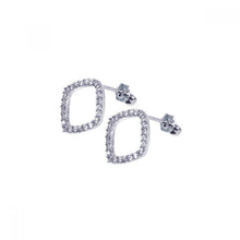 Load image into Gallery viewer, Sterling Silver Rhodium Plated Micro Pave Clear Open Marqui Stud Earring With CZ Stones