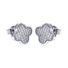 Load image into Gallery viewer, Sterling Silver Rhodium Plated Micro Pave Clove Shaped Stud Earring With CZ Stones