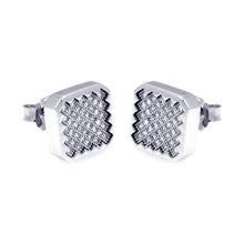 Load image into Gallery viewer, Sterling Silver Rhodium Plated Micro Pave Round Shaped Hoop Earring With CZ Stones