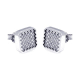 Sterling Silver Rhodium Plated Micro Pave Round Shaped Hoop Earring With CZ Stones