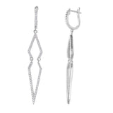 Sterling Silver Rhodium Plated Fancy Micro Pave Geometric U-Hoop Earring