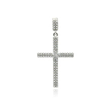 Load image into Gallery viewer, Sterling Silver Rhodium Plated Cross Micro Pave CZ Dangling Pendant
