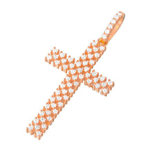 Load image into Gallery viewer, Sterling Silver Rose Gold Plated Thin Open Checkered Cross CZ Pendant