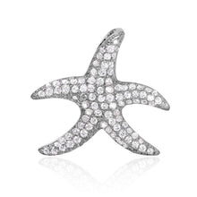 Load image into Gallery viewer, Nickel Free Rhodium Plated Sterling Silver Stylish Starfish Necklace Paved with Clear Round CZ StonesAnd and Chain Length of 16  Plus 2  Extension