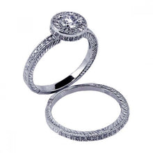Load image into Gallery viewer, Sterling Silver Rhodium Plated Micro Pave CZ Engagement Ring Set