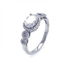 Load image into Gallery viewer, Sterling Silver Rhodium Plated Micro Pave Clear Cluster CZ Ring