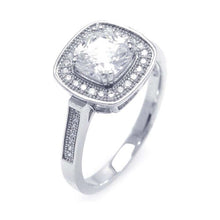 Load image into Gallery viewer, Sterling Silver Rhodium Plated Micro Pave Clear Cluster Square CZ Ring