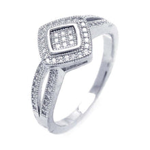 Load image into Gallery viewer, Sterling Silver Rhodium Plated Micro Pave CZ Diamond Shaped Ring